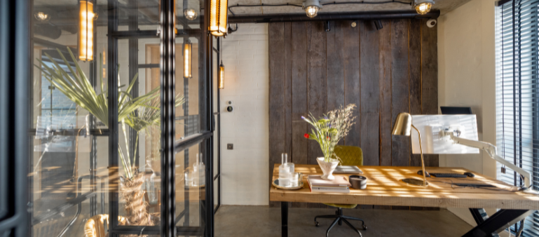 showing a picture of an empty office (workplace absences and transitions due to burnout)